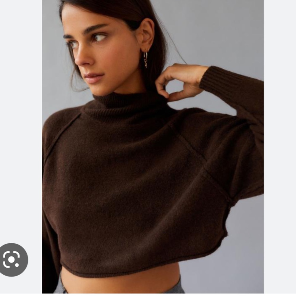 Urban Outfitters Kyla crop brown turtleneck sweater S - Picture 1 of 9